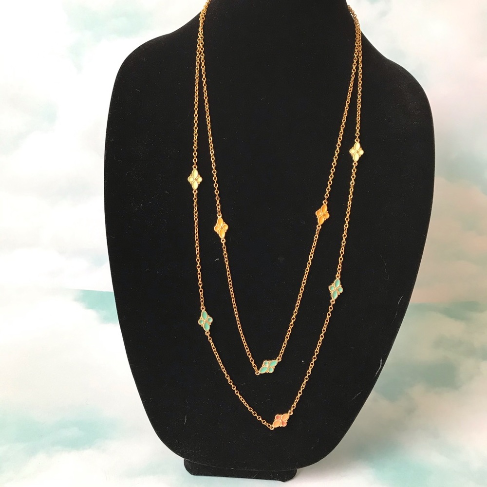 Rachel Reinhardt Double Strand Enamel Necklace Gem